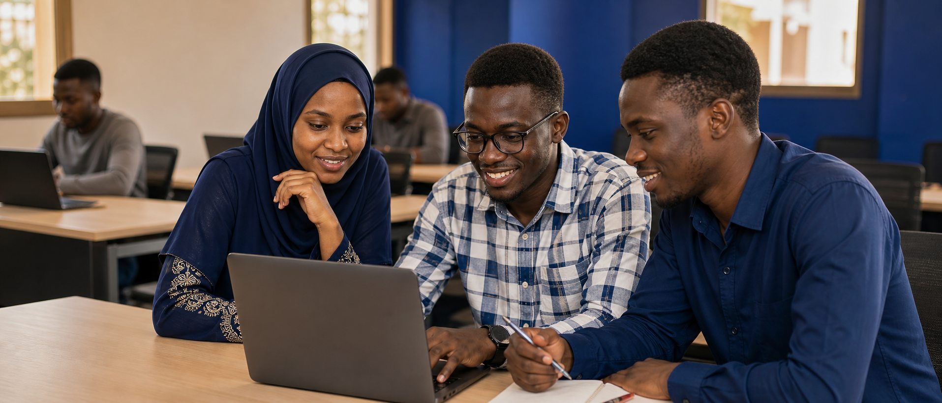 Étudiants collaborant pendant une préparation de projet